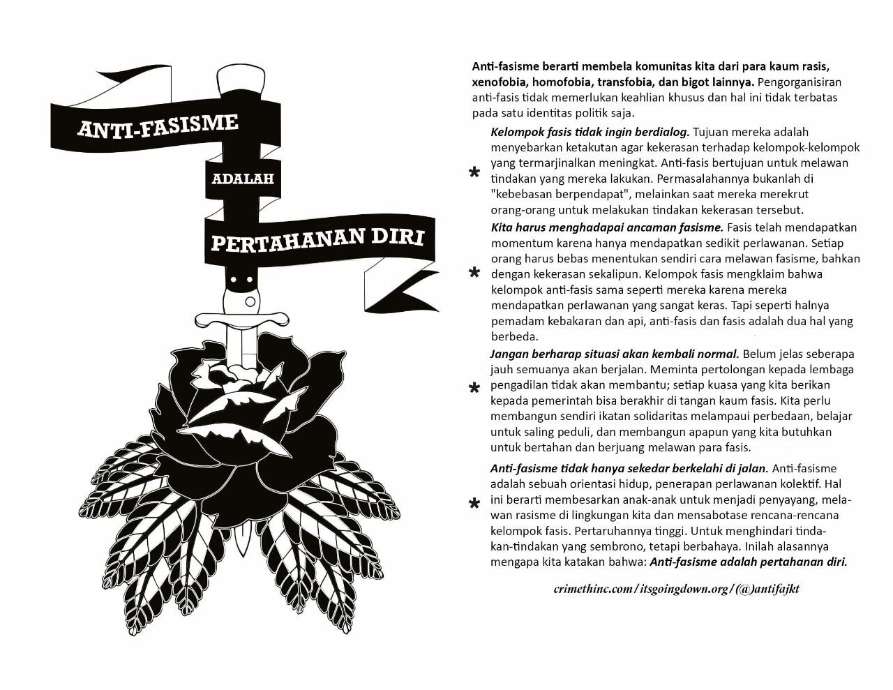 Photo of ‘ANTI-FASISME ADALAH PERTAHANAN’ front side